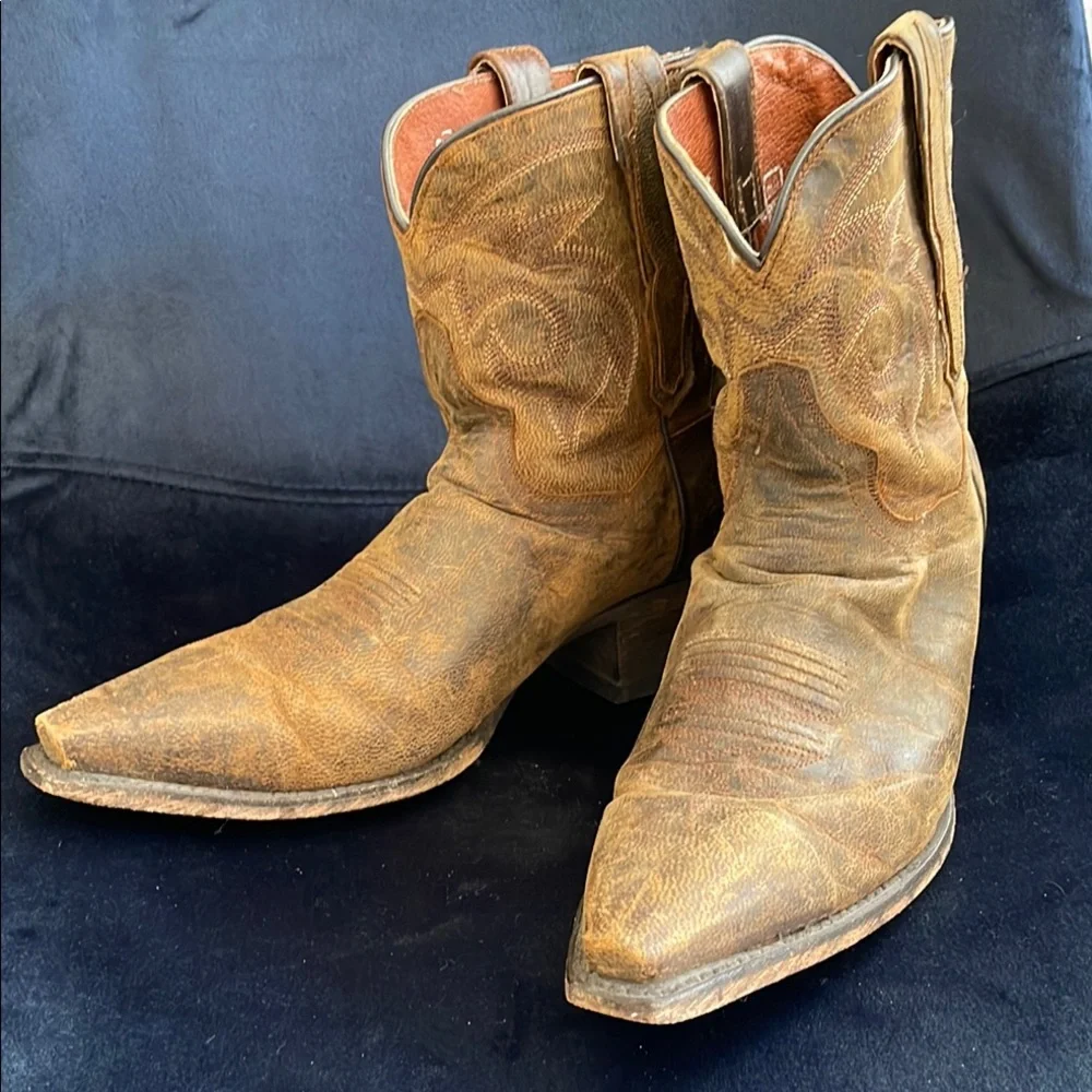 Dan Post Women Brown Leather Cowboy Booties size 7.5 - Picture 2 of 10